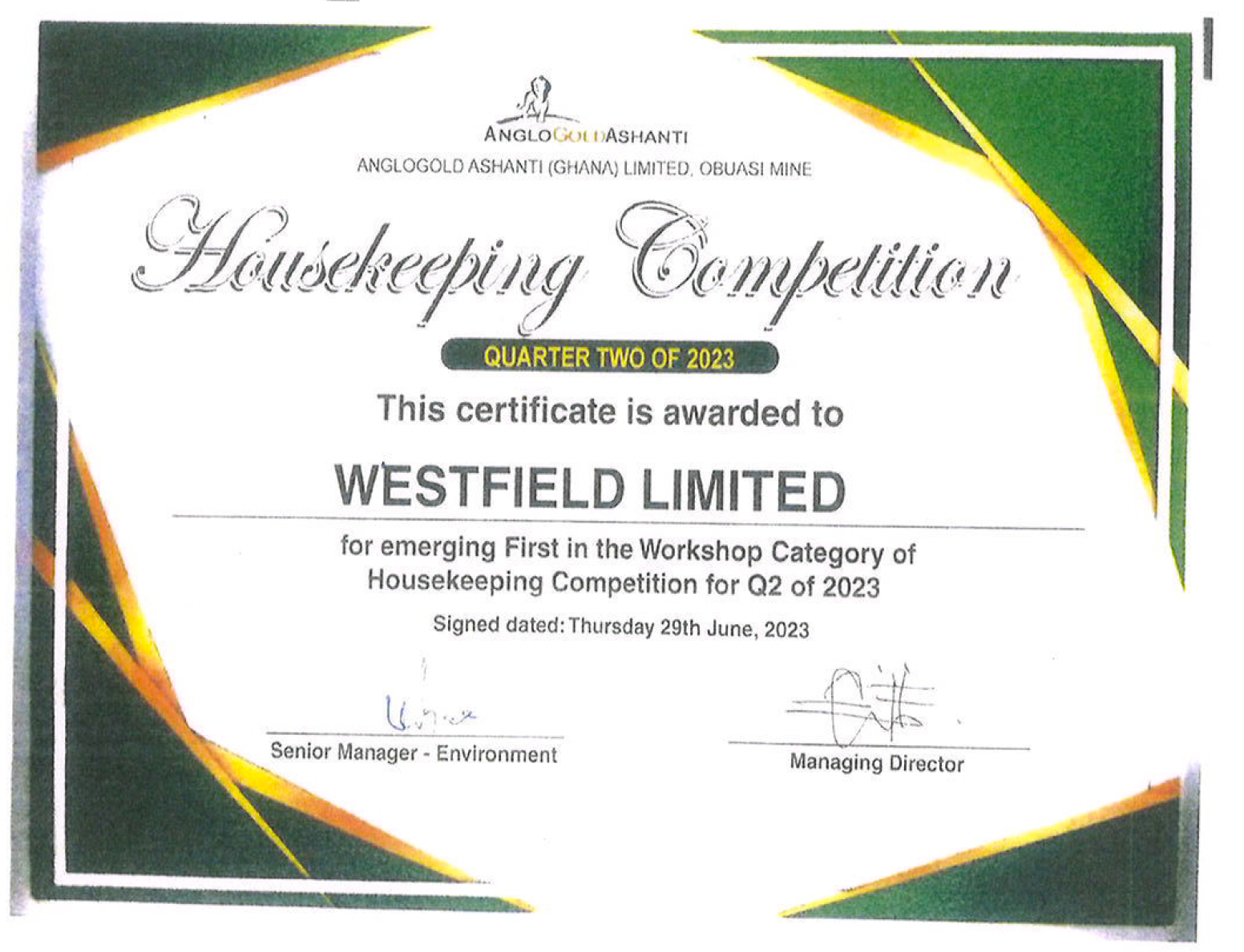 Westfield recognition feature